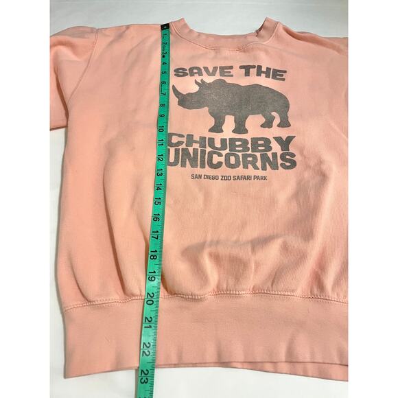 Vintage San Diego Zoo Safari Park Pullover Sweatshirt Size S Pink Rhinoceros - Picture 10 of 12
